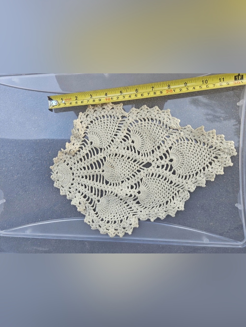 Vintage Handmade Crochet Pineapple Doily Ecru 11-12” Cottagecore